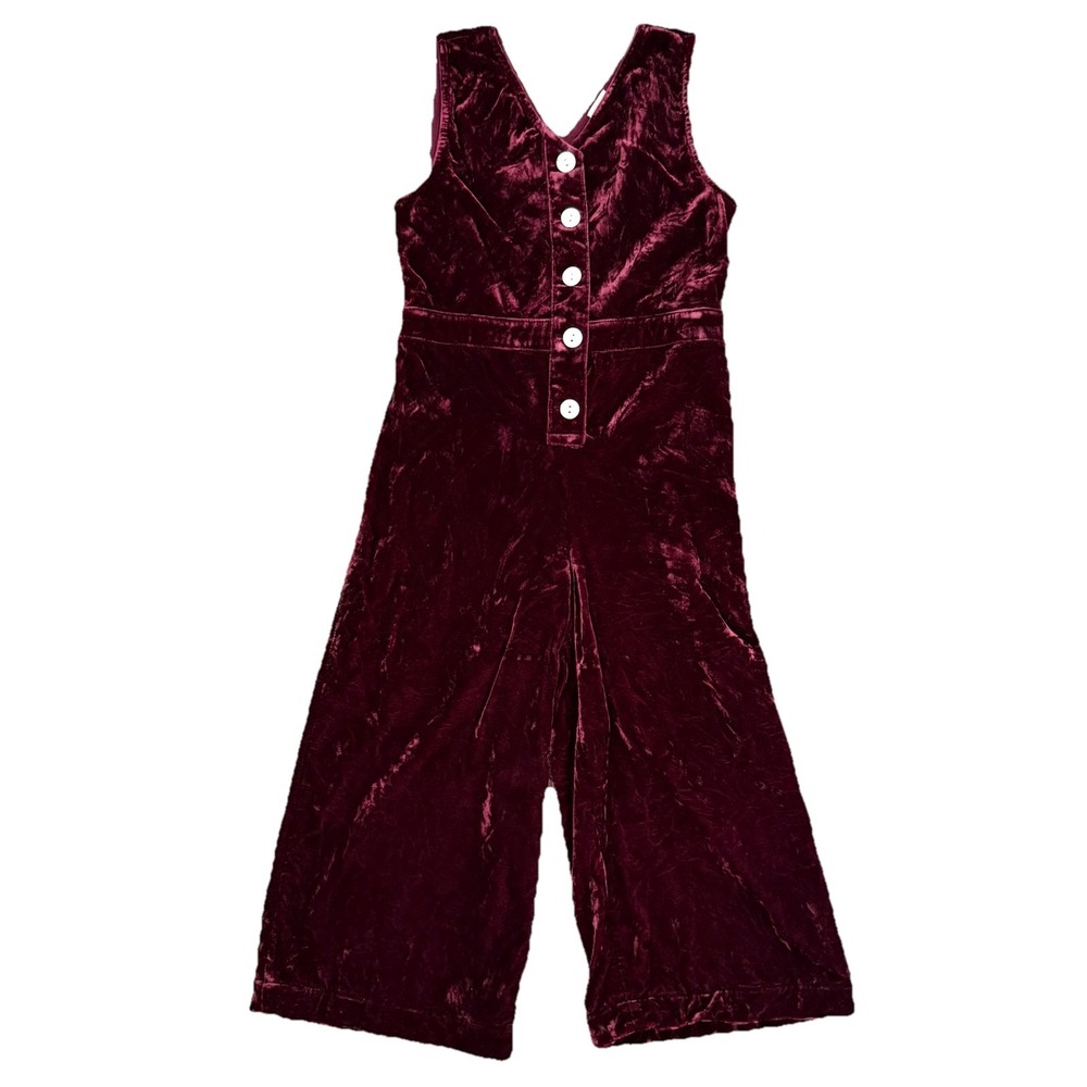 Faherty Alina Jumpsuit Red Velvet Girls Size 5 Silk Blend Holiday Party Formal